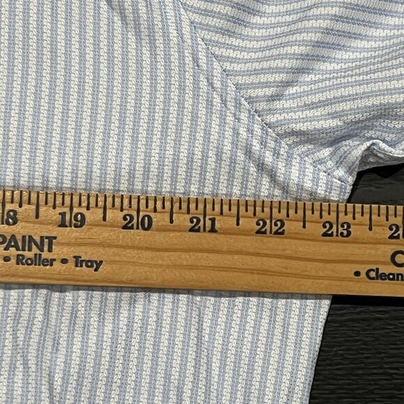 TED BAKER Size 16.5 White Blue Striped Cotton Flip Cuff Designer Slim Shirt - Picture 6 of 12